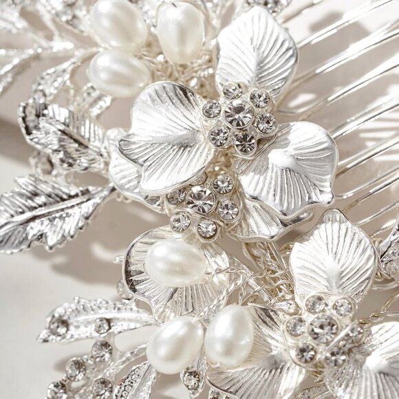 ?Women Silver Handmade Hair Comb Clip Bridal Comb Piece Hair Accessories main image 3